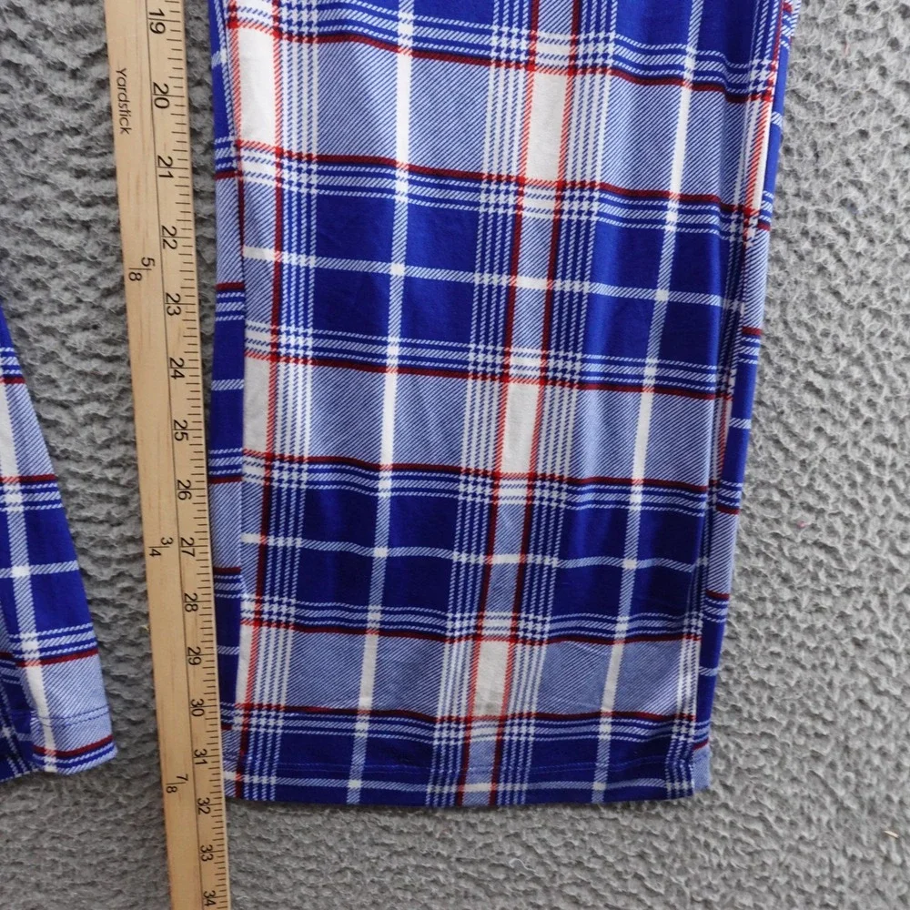 New York Giants NFL Plaid‎ Flannel Lounge Pants Large Blue White Women NWT
